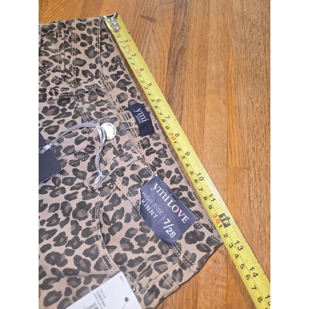 YMI Women 7/28 Brown Tan Bold‎ Cheetah Animal Print High Rise Skinny Ankle Jeans